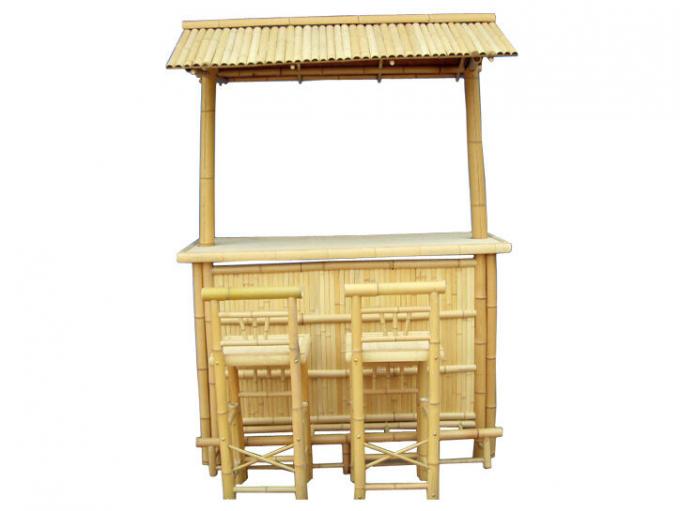 Bamboo Beach Tiki Bar With Bottle Rack Drinking Bamboo Chairs With Back Support 0