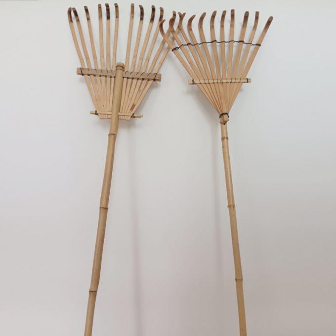 Farm Tool Bamboo Frame Leaf Collector Concrete Garden Leaf Rake 0