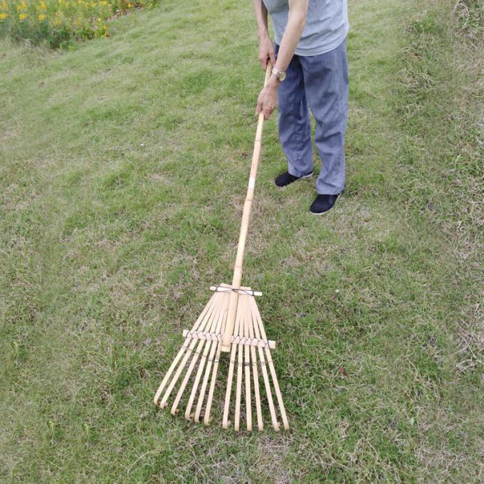 Farm Tool Bamboo Frame Leaf Collector Concrete Garden Leaf Rake 1