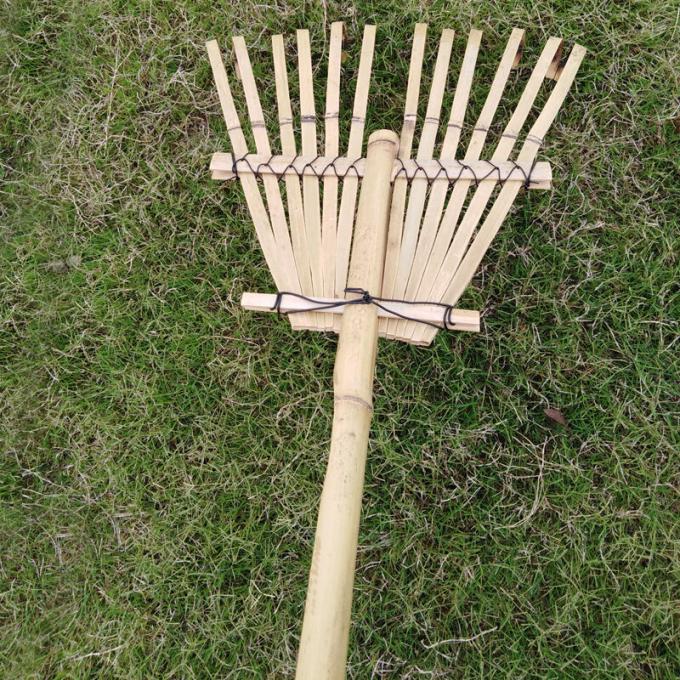 Farm Tool Bamboo Frame Leaf Collector Concrete Garden Leaf Rake 3