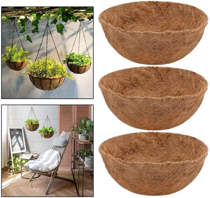 Natural Coco Coir Liner Coconut Coir Pots Wall Hanging Garden Flower Basket 0