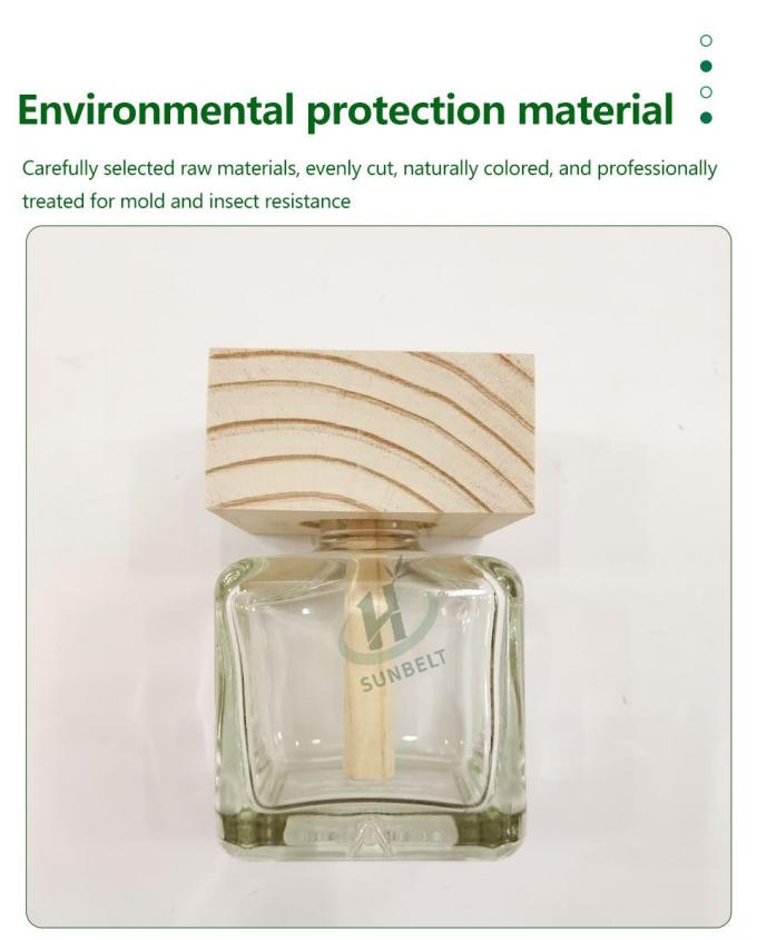 Cylinder / Square Empty Essential Oil Reed Diffuser Bottle With Wooden Ball Stick 1
