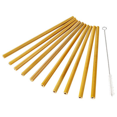 Tekrardan kullanılabilir doğal bambu 19cm Kahve kokteyli için tek kullanımlık bambu samanlar