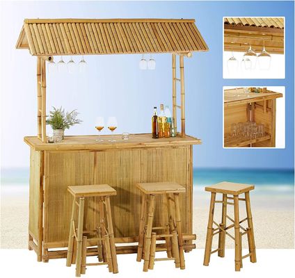Tiki Bar Patio Outdoor Bar , Bamboo Set ,  Islander Tiki Bar