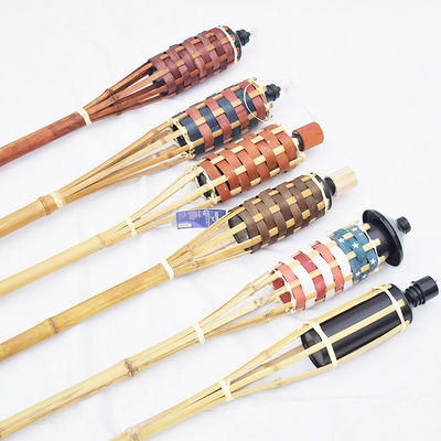 Wicks Covers Natural Bamboo Torch For Garden Lighting, Luau Party