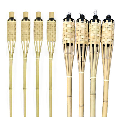 Değiştirilebilir Fiberglas Fitilli Doğal Bambu Meşale - Arka Bahçe Partisi, Düğün, Yol Aydınlatması için