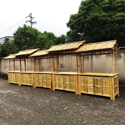 220x160cm Tiki Bar Bamboo Bench Bar With Waterproof Roof Chairs Outdoor