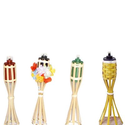 180cm Doğal Bambu Fener Bahçe Aydınlatması için Bambu Tiki Fenerleri Luau Parti