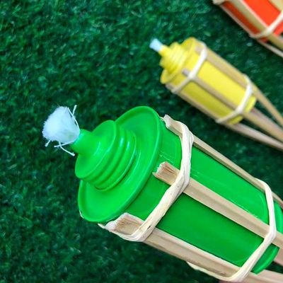 Cadılar Bayramı Dekorasyonu Bambu Tiki Fenerleri Yeniden Doldurulabilir Değişken Metal Yağ Kutuları
