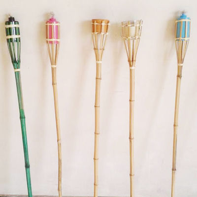 Wicks Covers Natural Bamboo Torch For Garden Lighting, Luau Party