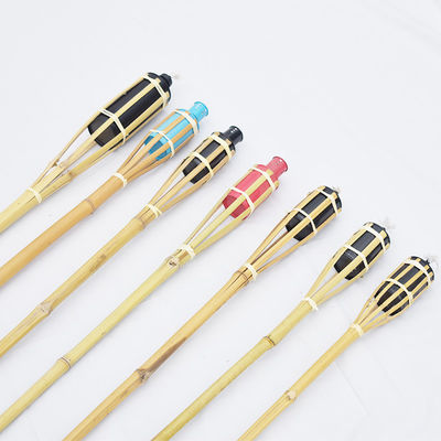Wicks Covers Natural Bamboo Torch For Garden Lighting, Luau Party
