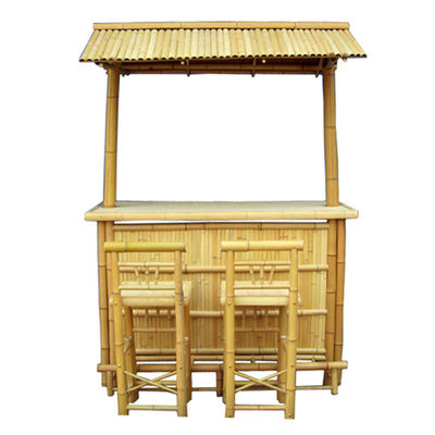 220 Cm Height Bamboo Tiki Bar With Roof 4 Pieces Bamboo Bar Stools