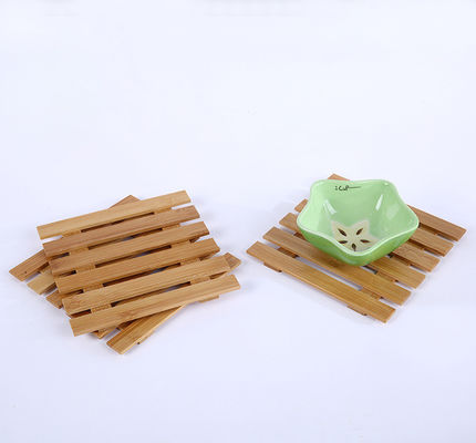 Small Porous Blank Bamboo Coasters For Succulent Plant Pot Tray 3.2 Inch