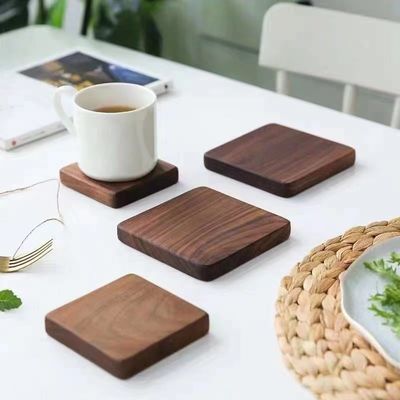 Coffee Tray Bamboo Wood Mat Dressed Natural Whisky Coaster For Drink