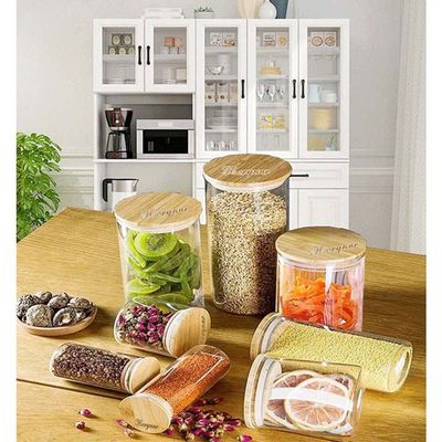 Wooden Bamboo Reusable Canning Lids For Food Cereal Storage Tea Herbs Coffee