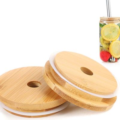 Silicon Circle Bamboo Jar Lid Leafproof For Glass Storage Jar Food Jar Kitchen Lids