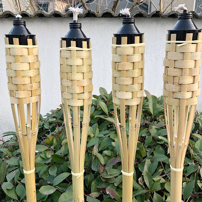 Wicks Covers Natural Bamboo Torch For Garden Lighting, Luau Party