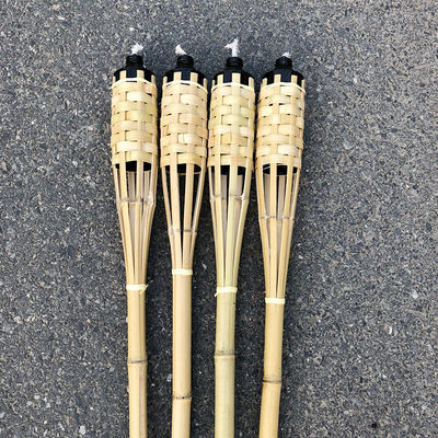 Wicks Covers Natural Bamboo Torch For Garden Lighting, Luau Party