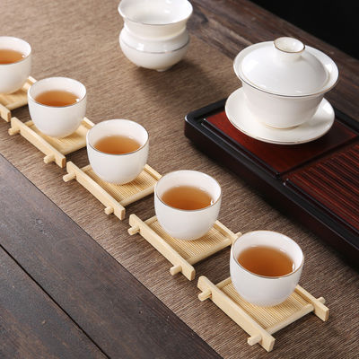Small Porous Blank Bamboo Coasters For Succulent Plant Pot Tray 3.2 Inch