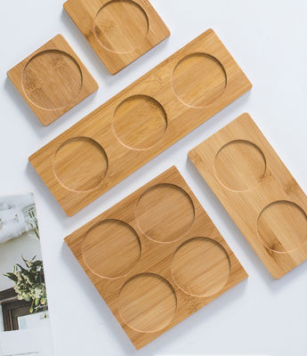 6 Pack 9cm Bamboo Coasters Round Shape Laser Logo Bar Home Cup Coasters