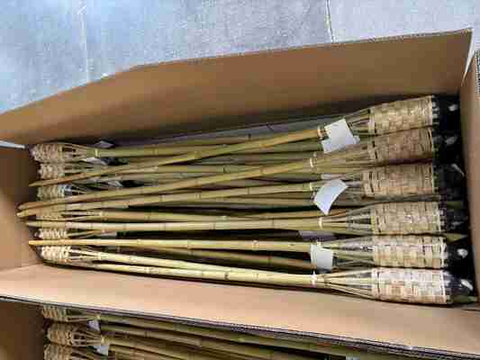 Değiştirilebilir Fiberglas Fitilli Doğal Bambu Meşale - Arka Bahçe Partisi, Düğün, Yol Aydınlatması için