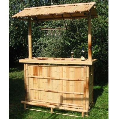 Su geçirmez Açık Bambu Tiki Bar Seti Çıta Çatı ile 220 cm Yükseklik Çevre Dostu Doğal Bambu Bar Sayacı Bahçe Plaj Partisi için