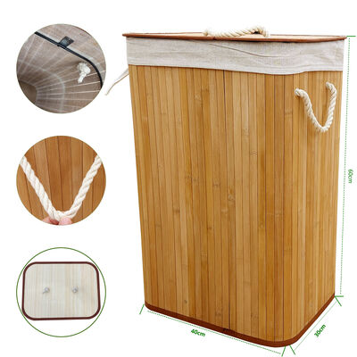 Pamuk Astarlı Doğal Bambu Çamaşır Sepeti | Yatak Odası ve Banyo Depolama İçin Katlanabilir Giysi Sepeti